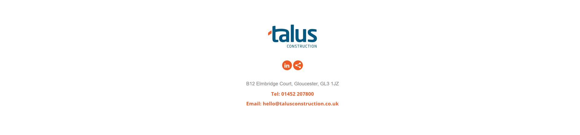 Frontend & backend development of Talus construction a responsive website built by Hussein Khraibani - Footer Section