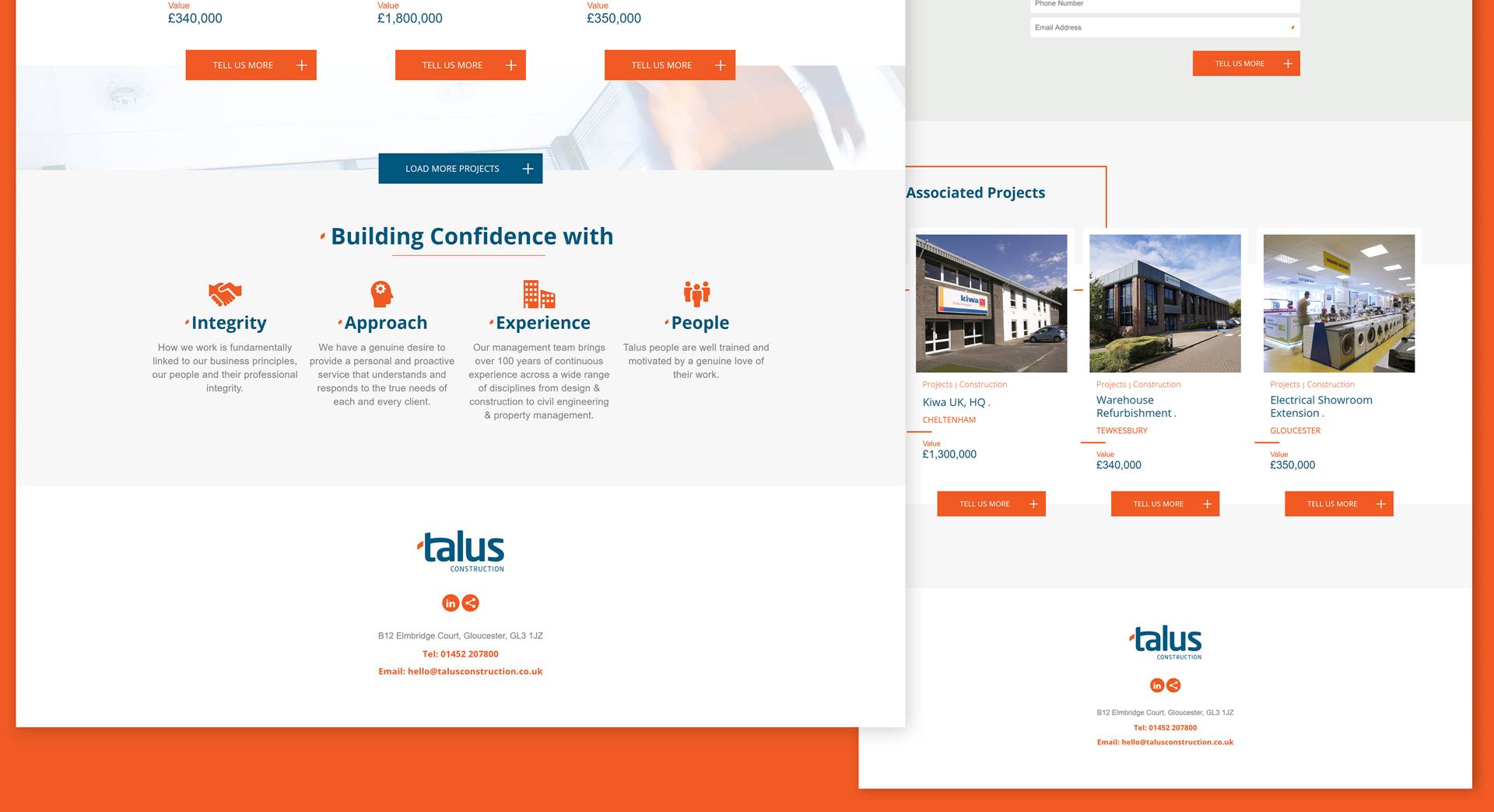 Frontend & Umbraco development of responsive website Talus construction by Hussein Khraibani - Featured Projects