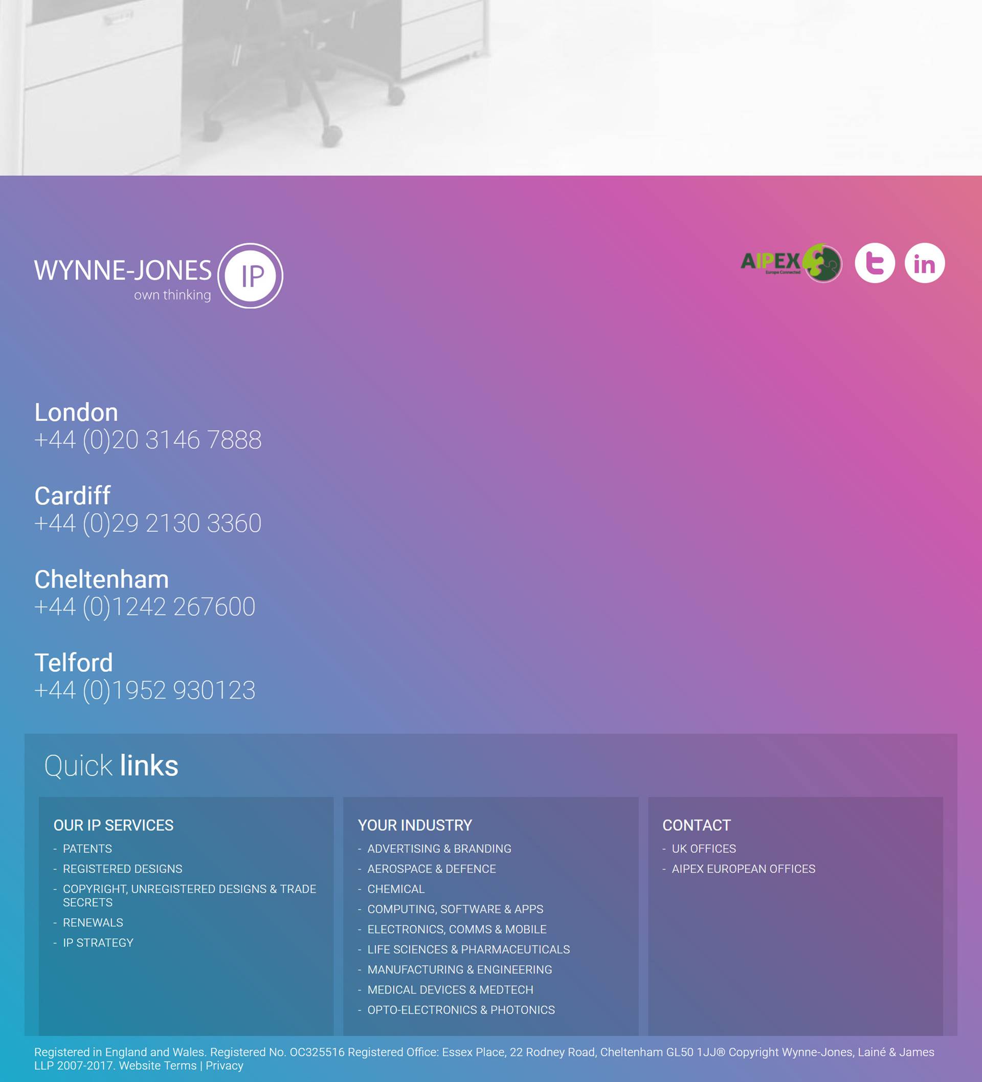 Frontend & backend development for Wynne Jones responsive website by Hussein Khraibani - footer